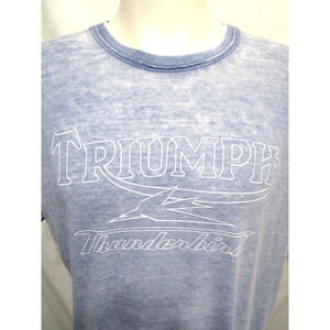 Lucky Brand Triumph Thunderbird Motorcycle Blue Burnout T Shirt Men L